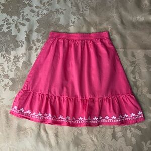 Gymboree Pink A-Line Skirt with White Embroidery